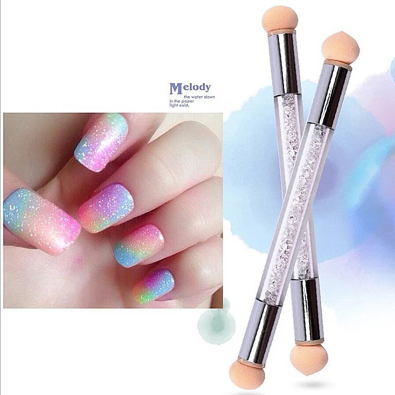 

Dual Ended UV Nail Art Sponge Gradient Shading Paiting Powder with 6 Sponge Gradient Blooming Transfer Stamping Sponge Brush