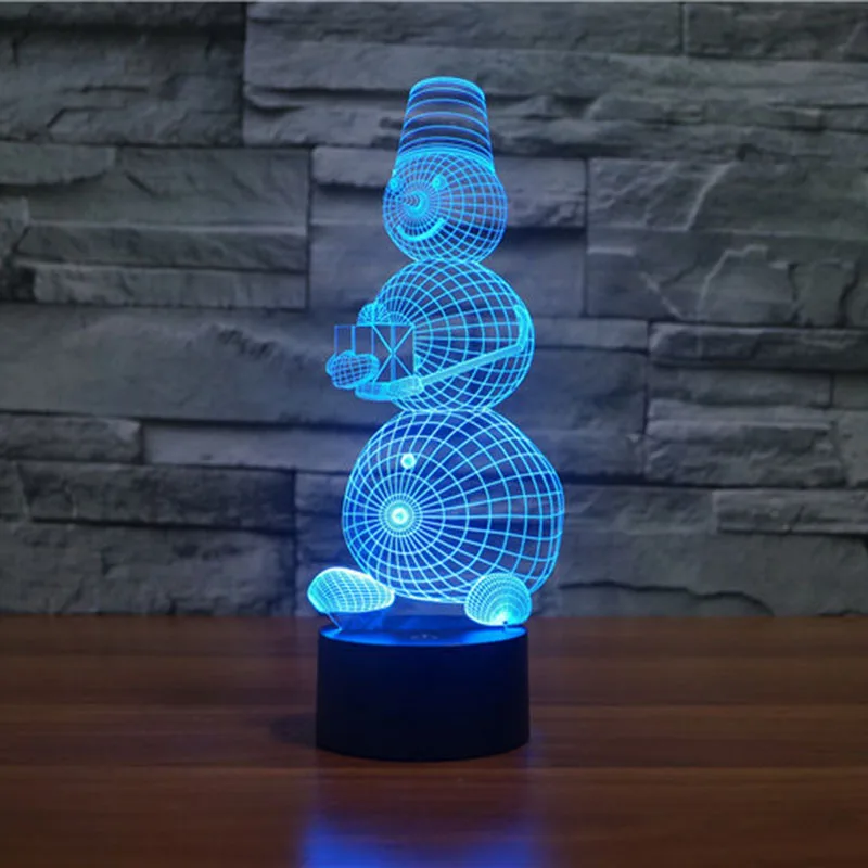Бесплатная доставка 3D лампа Декор Снеговик креативный ночник крутая Атмосфера
