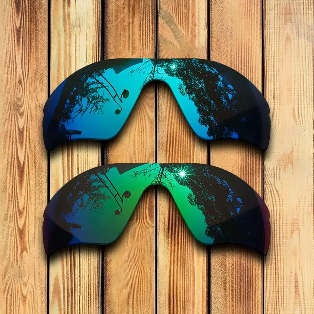 Blue -Green Mirrored 2 шт точно вырезанные поляризованные Сменные линзы для радарного пути солнцезащитных очков-много цветов - Цвет линз: Blue -Green Mirrored