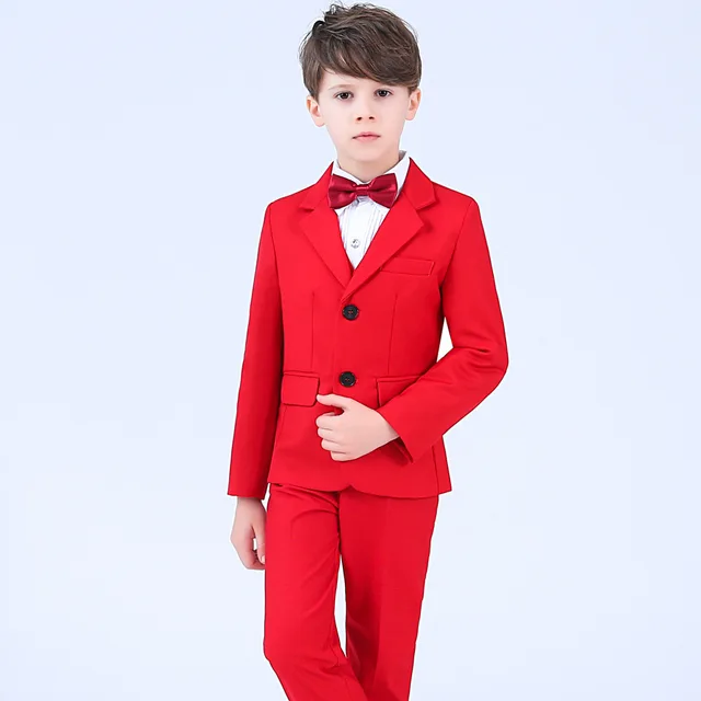 Fashion Solid Color Red Kids Blazers Boys Suits for Weddings Prom Formal Suit Wedding Boy Suits