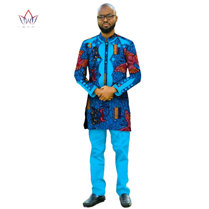 Африканский стиль Индивидуальные брюки костюмы для мужчин Дашики размера плюс деним мужской костюм Мода традиционная африканская одежда WYN415 - Цвет: 27