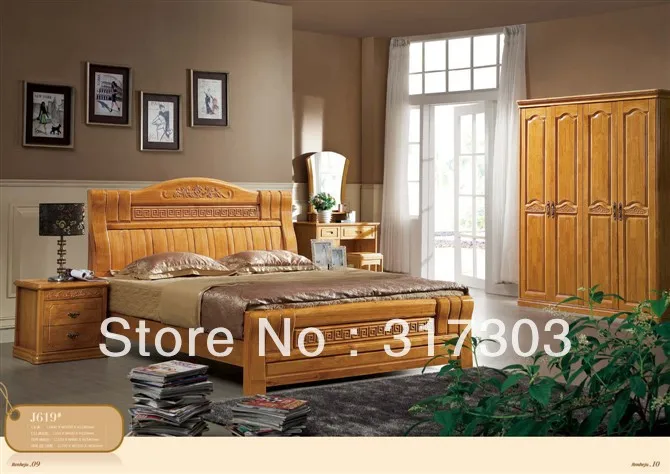 factory wholesale solid oak wood double bed modern design bedroom furniture solid wood bed stand h619 - Contemporary Oak Bedroom Furniture factory wholesale solid oak wood double bed modern design bedroom furniture solid wood bed stand h619 - Contemporary Oak Bedroom Furniture
