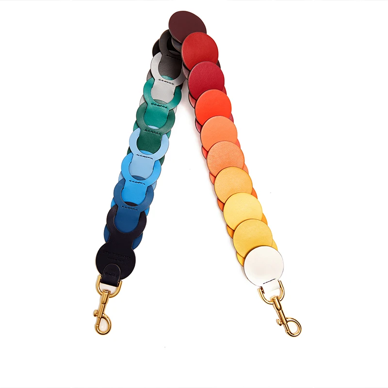 

Fashion Colorful RAINBOW Shoulder Strap Quality Leather Strap You Ladies Handbag Straps Large Big Strap Bag Belts Bag Parts