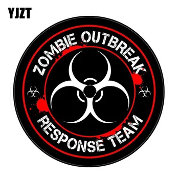 

YJZT 15x15CM ZOMBIE Outbreak Response Team Biohazard Retro-reflective Car Sticker Fashion Motorcycle Decals C1-8056