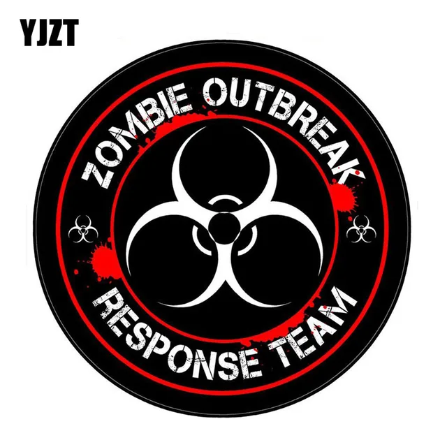Best Price YJZT 15x15CM ZOMBIE Outbreak Response Team Biohazard Retro-reflective Car Sticker Fashion Motorcycle Decals C1-8056