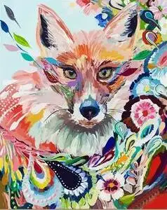 Abstrak Hewan Warna Warni Bunga Lukisan Dengan Angka Handpainted