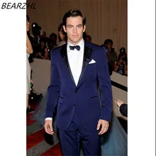 Свадебные смокинги вечерние костюмы Королевский синий одежда жениха портной костюмы Шерсть кровотечение