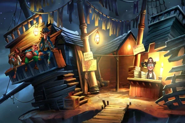 

monkey island pirate night ship lamp #8 4 Sizes Home Decoration Canvas Poster Print