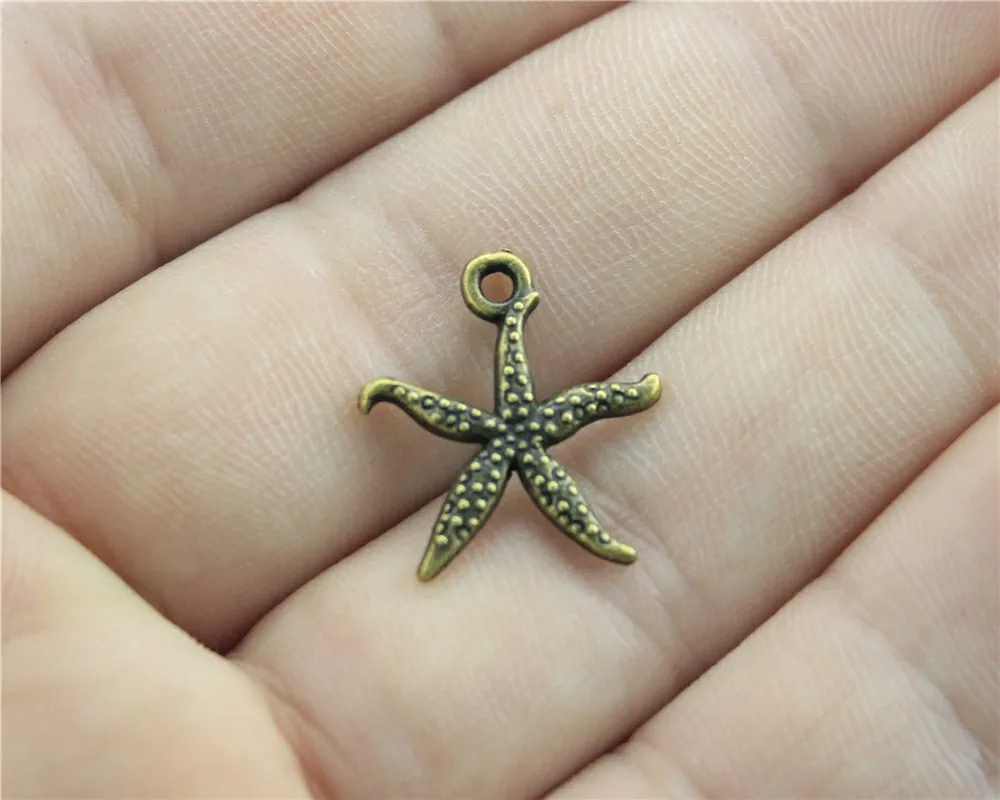 WYSIWYG 20pcs 18mm Vintage Starfish Pendants Charm For Jewelry Making