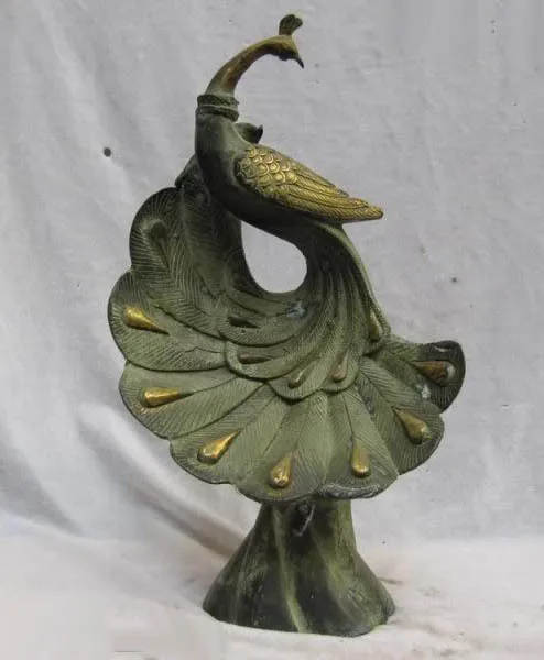 

12 INCH Chinese Folk collection Old Bronze Gild phoenix phenix Bird Statue free shipping