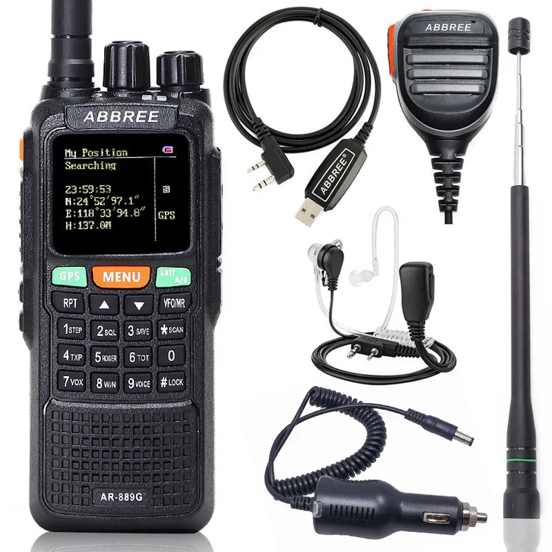 ABBREE AR 889G GPS 10W Powerful Walkie Talkie Cross Band Repeater Dual Band Long Range Portable