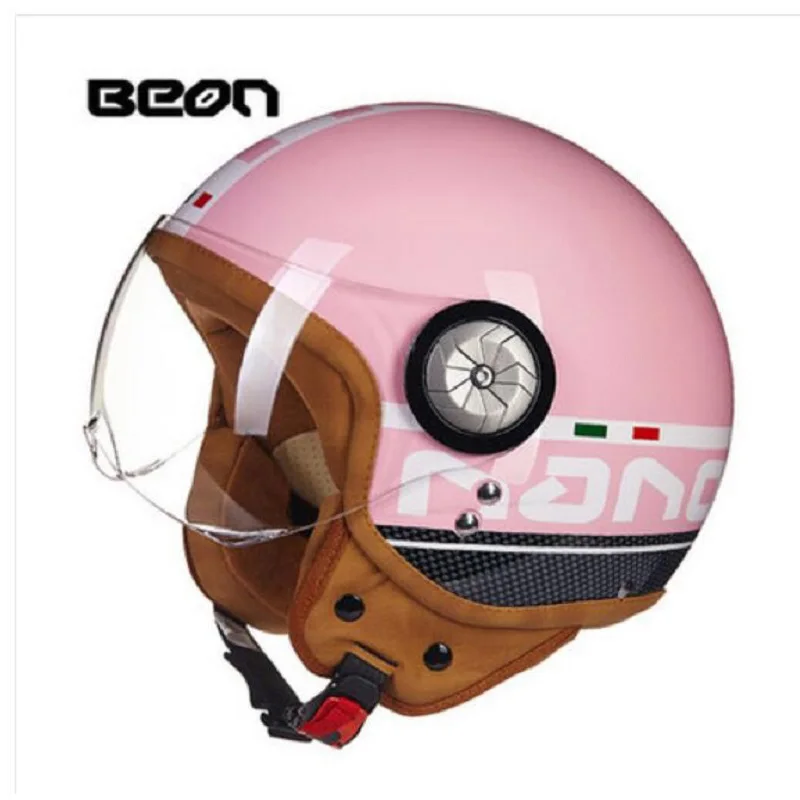 Европейский сертификат ECE BEON 3/4 мотоциклетный шлем ретро принц мотоциклетный шлем из ABS с PC линзой козырек ccc - Цвет: Розовый