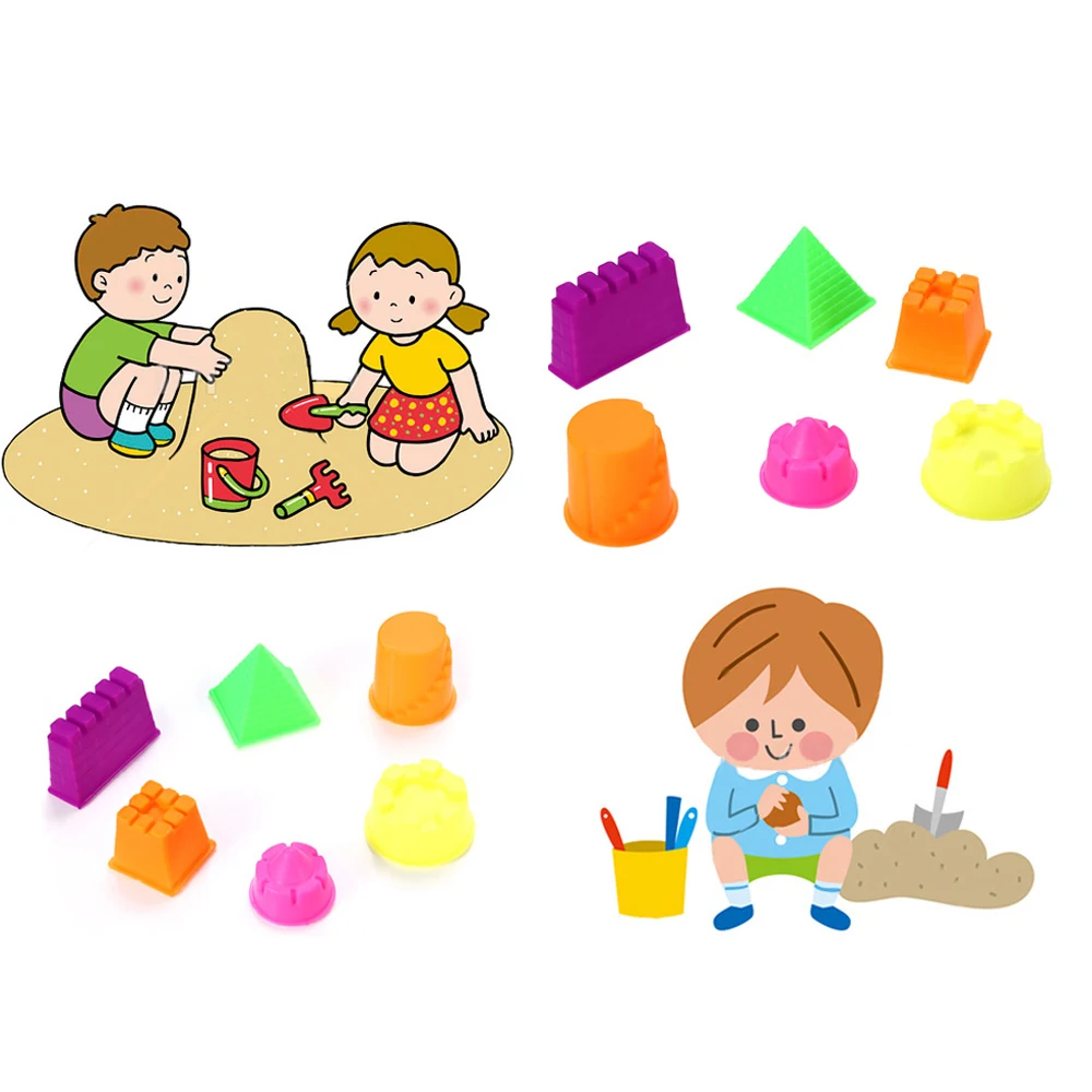 6Pcs Castle Sand Clay Mold Children Educational Mould Toys Building