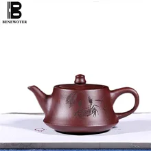 280cc Исин фиолетовый глина Чай горшок здоровье сырой руды zi грязи ручная роспись Краб Zisha Горшок Офис Чай церемонии Чёрный чай пуэр чайник подарок