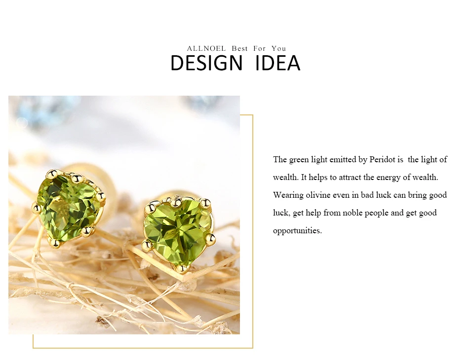 ALLNOEL Heart Stud Earrings Luxury Green Gemstone Natural Peridot Earrings For Women Fine Jewelry Valentine's Day Engagement New (10)