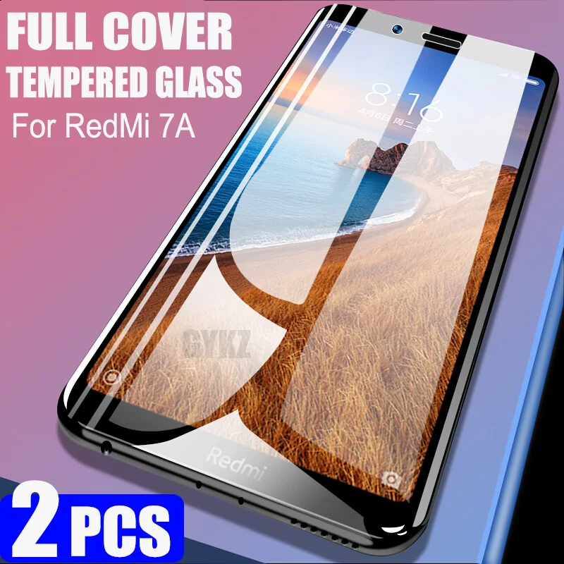 

GYKZ 2Pcs Full Screen Tempered Glass For Xiaomi Redmi 7A Screen Protector Anti Blue-ray Glass For Xiaomi Redmi 7 redmi 7A Glass