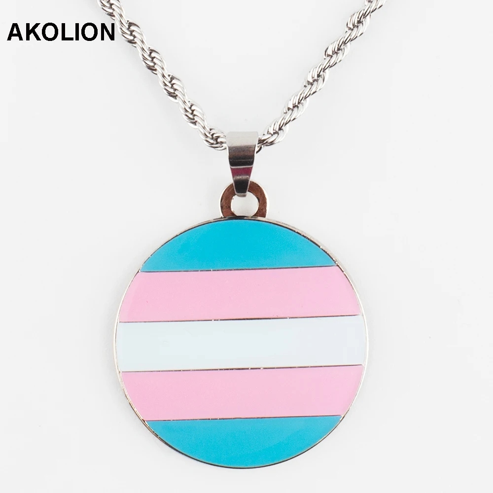 

Transgender Pride Necklace Transgender Bisexual Lipstick Lesbian Genderqueer Straight Necklace