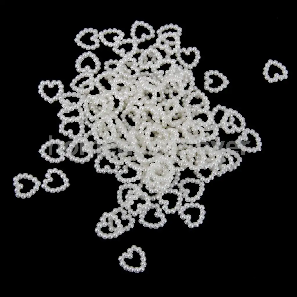 

100 Heart Shaped Faux Pearls Cabochon Embellishments Wedding Card Making