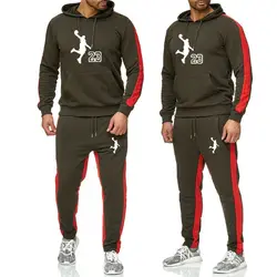 2019 Новый горячий бренд костюм мужское термобелье Для мужчин Спортивные костюмы флис плотное худи + штаны спортивный костюм