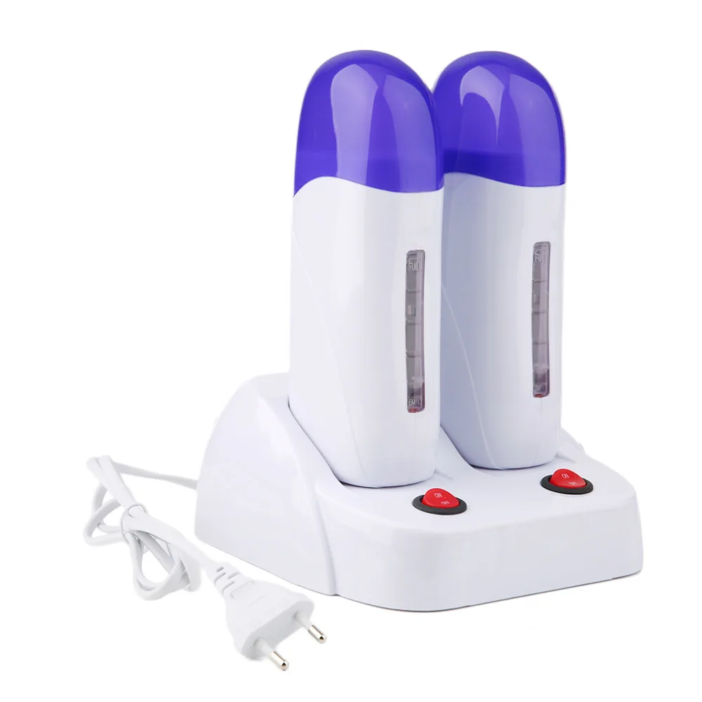 

New Sale Portable Double Roll Refillable Depilatory Wax Heater Warmer Hair Removers Machine EU Plug shaver Paper Hair Removal