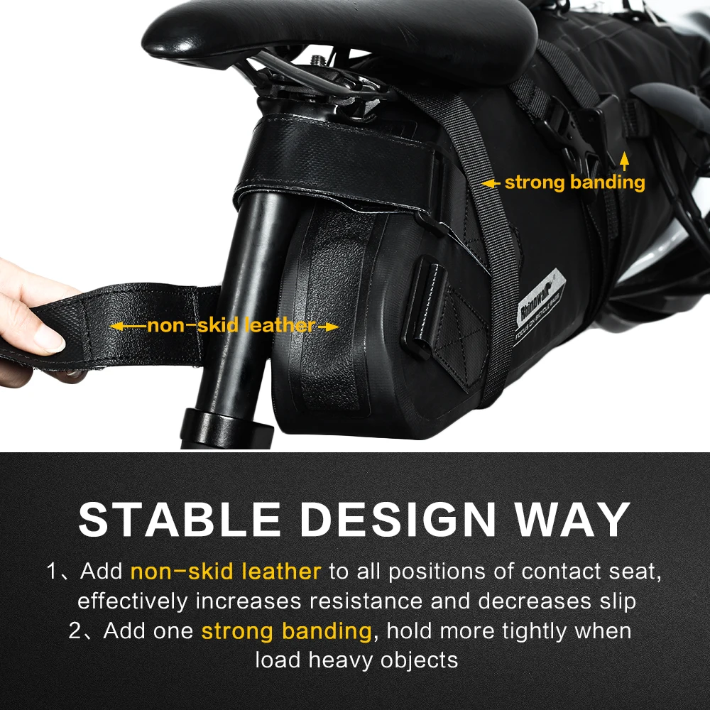 Perfect RHINOWALK Bicycle Bags Bike Saddle Bag Mountain Road Cycling Tail Rear Bag Waterproof Luggage Pannier Pouch Bike Accessories 12L 2