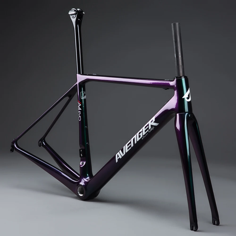 T1000 полный углеродного волокна дорожный велосипед рама Сверхлегкий велосипед известность FM008 блестящие Меняющие цвет Мститель живопись зеленая фиолетовая оправа A4