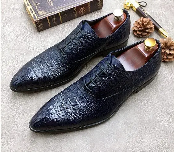 Schwarzes Spitze blau Neue Schuhe Muster Wies Mode Krokodil Kleid Nachtclub Business Britischen Produkte Bankett Einzigen 6Yg6O