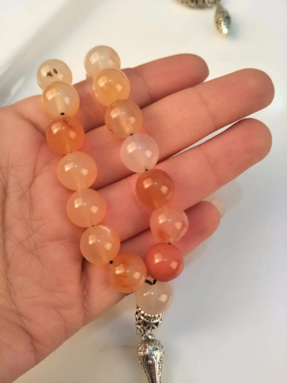 2018 новый камень дизайн tasbih оранжевый Агат 10 мм с посеребренным taseel|tasbih silver| |
