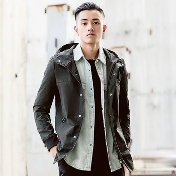 

hot Sale Men Sportwear Jacket Spring Autumn Thin Military Windbreaker Hooded Zipper Jackets Mens Outwear Sunscreen Coats jaquet