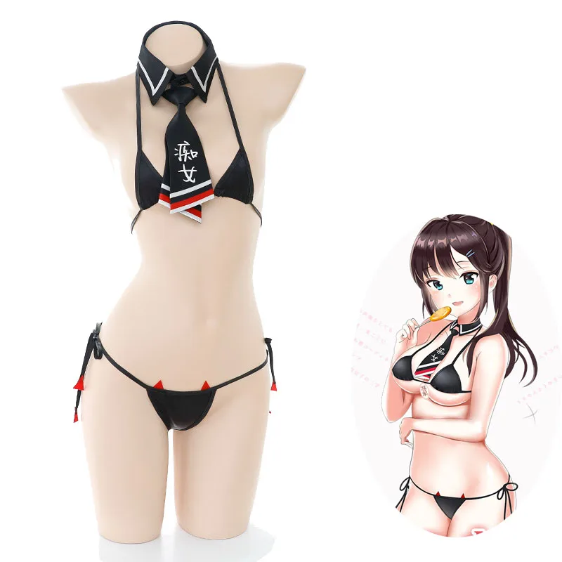 

Sexy Demon Erotic Lingerie Mini Bkini Set Bra G-string Tie Underwear Small devil School Uniform Anime Lolita Girl Cosplay Set