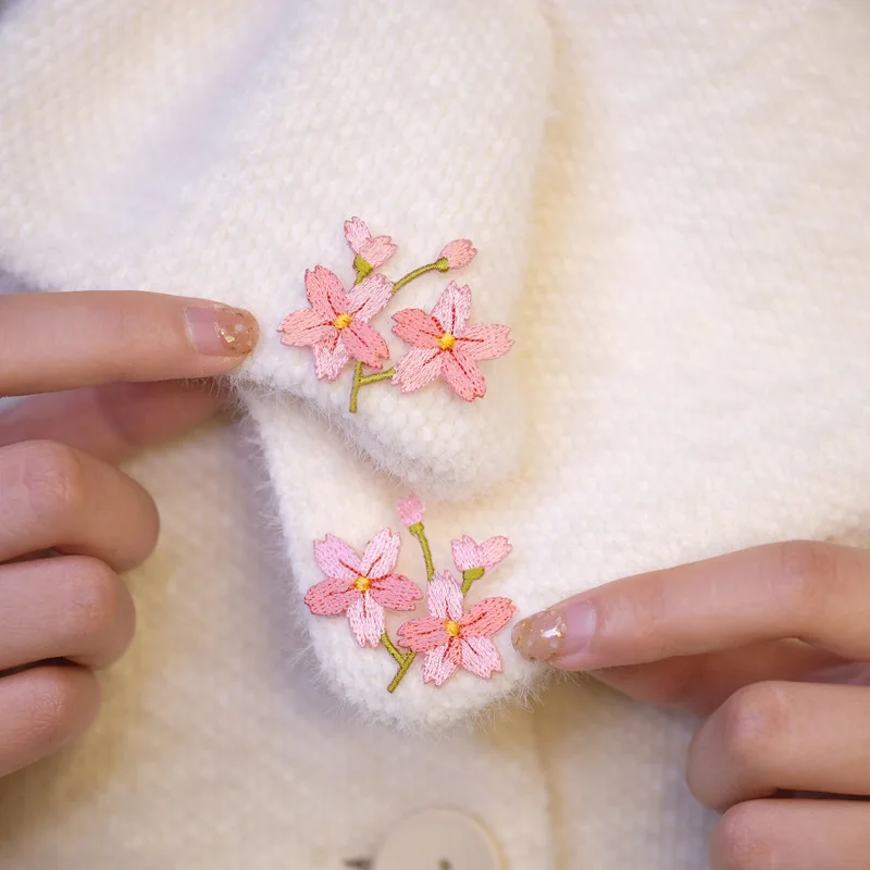 sakura flower embroidery patches for clothing 3