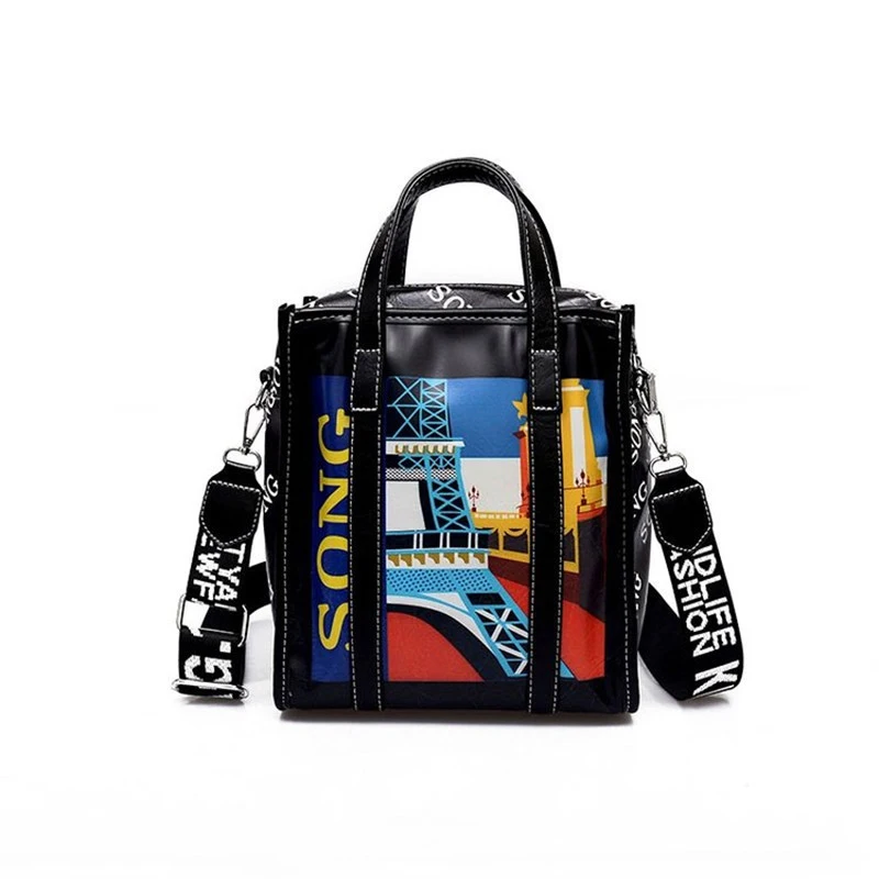 Women Designer Leather Handbag Female Cartoon Painting Messenger Shoulder Bags Lady INS Fashion Crossbody Bag Party Purse SS7360 (28)