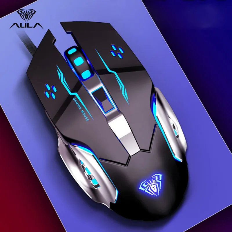 

AULA Professional Macro Game Mouse Pro LED Wired Gaming Mouse for Pc Computer Laptop Mice Adjustable 3200 DPI Silent Mause Gamer