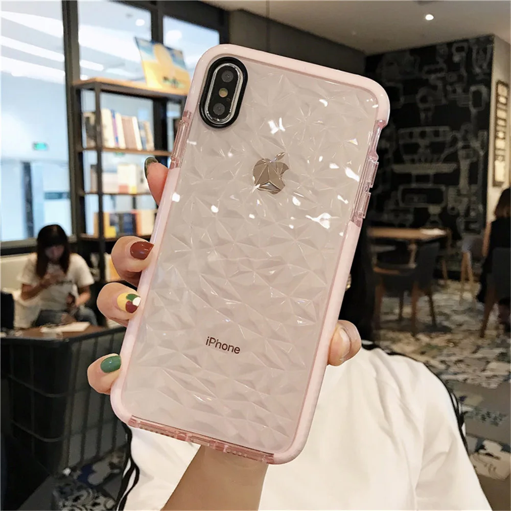 N1986N Телефон чехол для iPhone 6 6s 7 8 Plus X XR XS Max Мода 3D Алмазная текстура прозрачный мягкий ТПУ противоударный для iPhone X