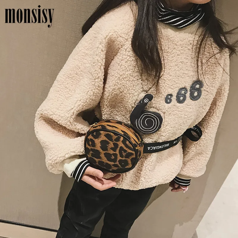 Monsisy الأطفال الخصر حزمة فتاة فاني حقيبة الشتاء أفخم ليوبارد حقيبة صدر للرجال أزياء الطفل الفتيات الفتيان المال الخصر حزام حقيبة حزم