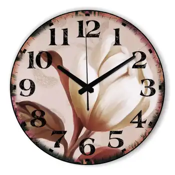

Vintage Living Room Decoration Wall Clock With Silent Clock Movement Beautiful Flowers Retro Home Decor Quartz Watch Best Gift