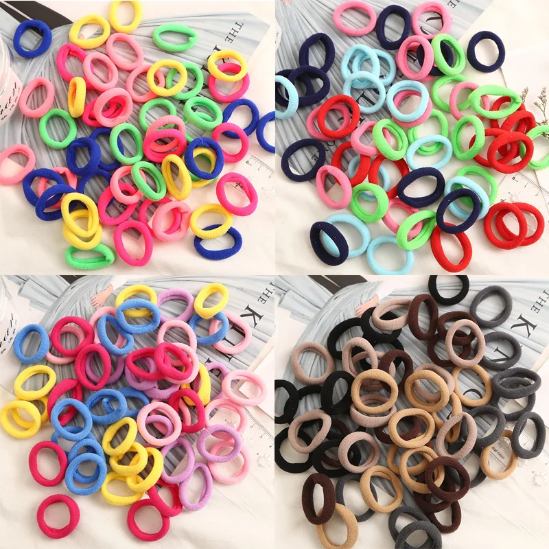 

50pcs/lot 3cm Hair Accessories kids Scrunchy Elastic Hair Bands Girls Headband decorations ties acessorios Gum for hair Headwear
