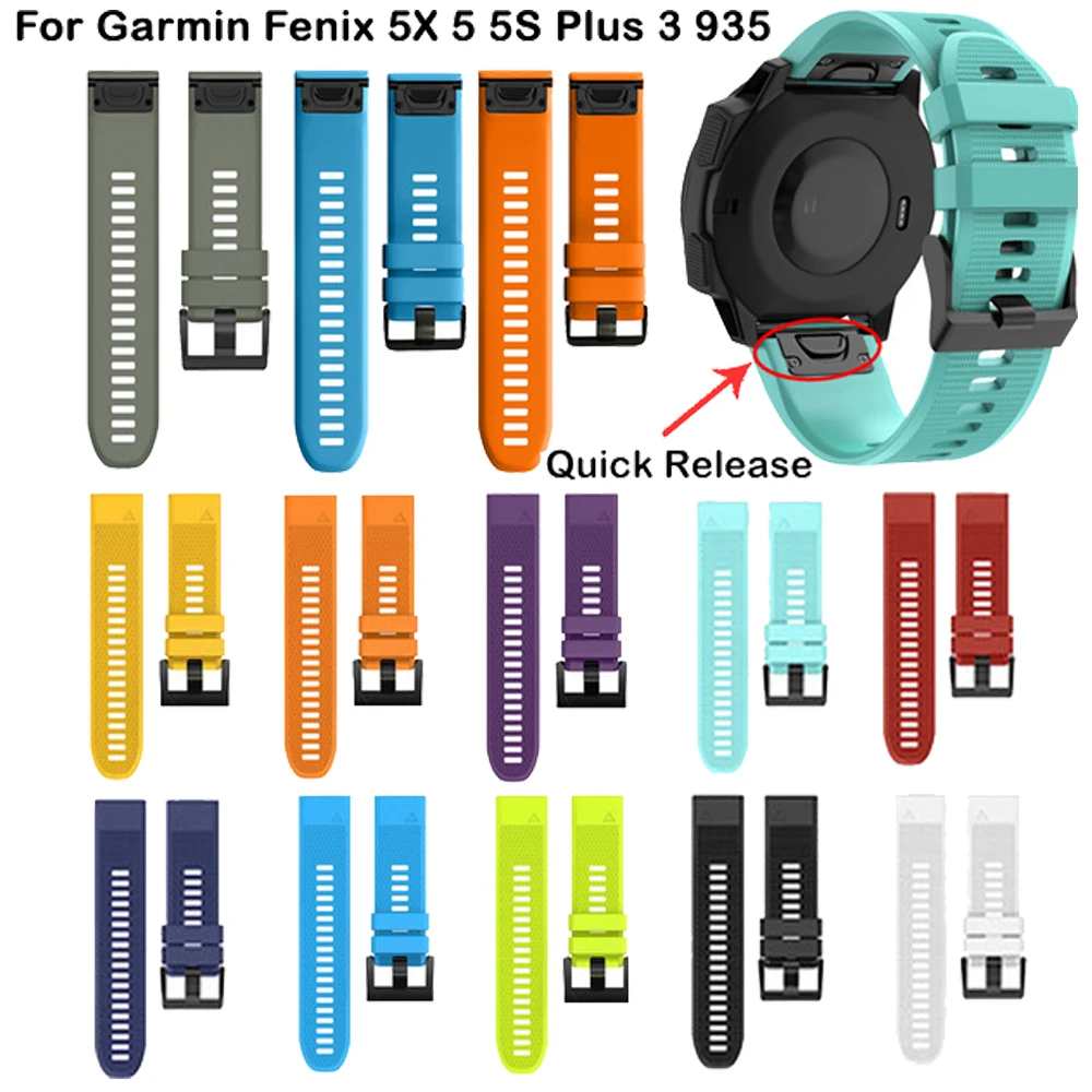 

26 22 20MM Watchband for Garmin Fenix 5X 5 5S Plus 3 3 HR Forerunner 935 Watch Quick Release Silicone Easy fit Wrist Band Strap