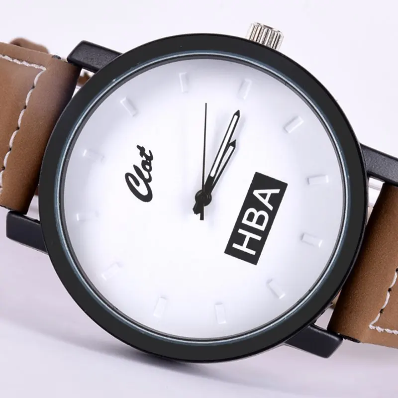 

Simple Fashion  HBA Leather Strap Unisex Watches Men Sports Quartz Women Dress Watch