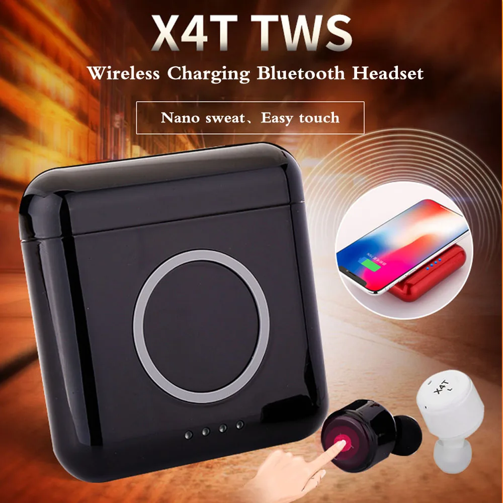 

New X4T TWS Wireless Earphones Bluetooth 4.2 Headphone Stereo Earbuds with Mic Sport Earphone with 5200mAH Charge Box Power Bank