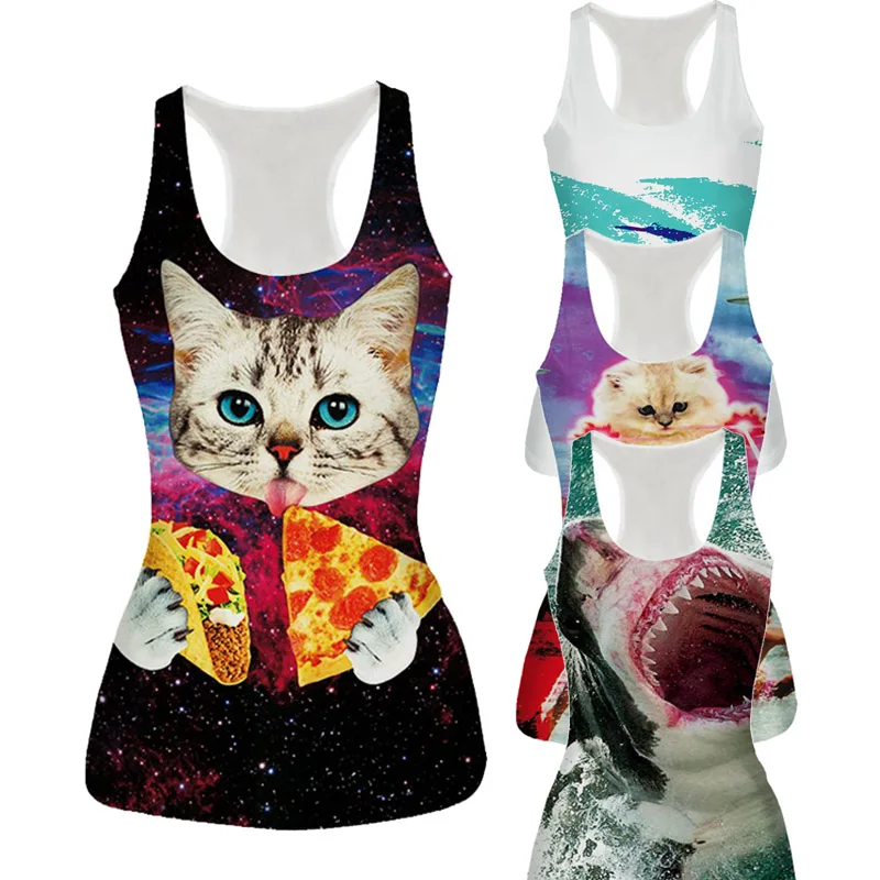 Майка женская без рукавов 21 стиль с принтом в виде кота