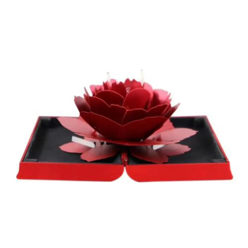 3D Pop Up Красная роза цветок кольцо коробка Свадьба обручение коробка для хранения ювелирных изделий Чехол держатель - Цвет: Красный