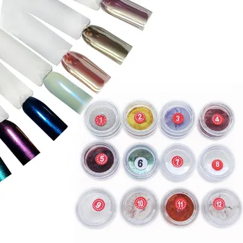 

12Pcs/Set Shinning Mirror Nail Glitter Powder Gorgeous Nail Art Decorations Manicure Chrome Pigment Nail Glitters Dust
