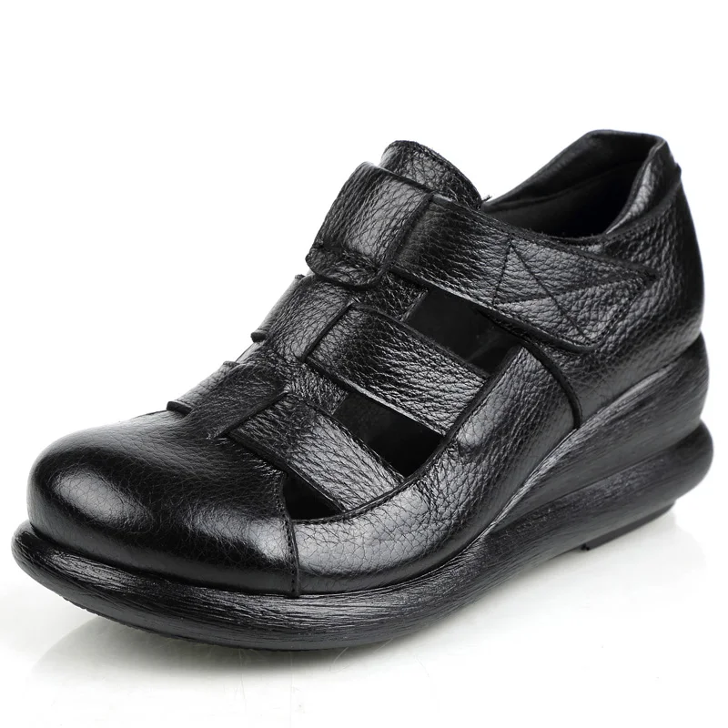 DRKANOL Летние женские сандалии из натуральной кожи Римские босоножки на танкетке Для женщин туфли на высоком каблуке Женская обувь на платформе, повседневная обувь; сандалии