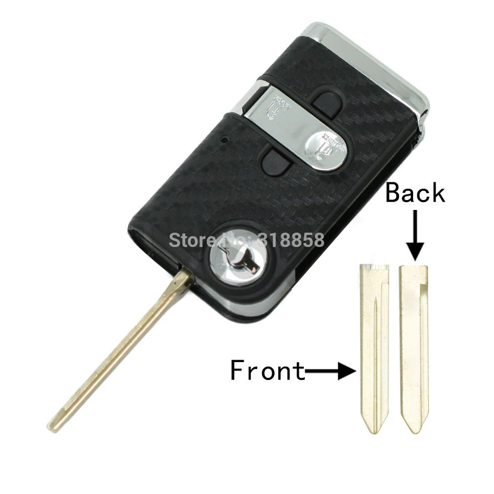 

KEYECU Replacement Folding Flip Remote Key Shell for TOYOTA Camry Corolla Scion RAV4 Carbon Fiber Covered TOY47 Uncut