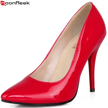 

MoonMeek fashion spring autumn new women pumps pointed toe ladies prom shoes shallow elegant thin heel super high heels shoes