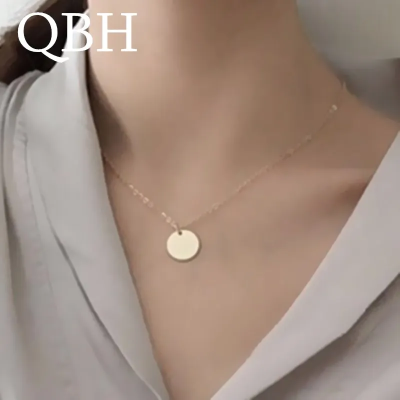 

NK1081 New Fashion Punk Round Coin Pendant Necklaces Women Chain Clavicle Collares Jewelry Bijoux Minimalist Mujer ras de cou