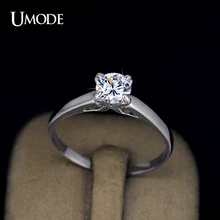 UMODE Famous Brand Jewelry Rhodium plated Top Grade AAA CZ Halo Engagement / Wedding Rings For Women Bijoux AJR0137