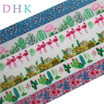 

DHK 50yards cactus Japan flower plant printed grosgrain Ribbon Accessory hairbow headwear decoration Wholesale OEM S1008