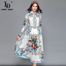 LD LINDA Делла, осенняя элегантная юбка, комплект из двух предметов, Женская разноцветная блузка с цветочным принтом+ Праздничная повседневная юбка, Женский комплект